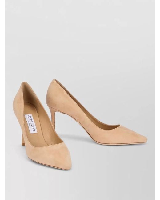 Jimmy Choo Natural Romy 85 Suede Leather Pointed Pumps