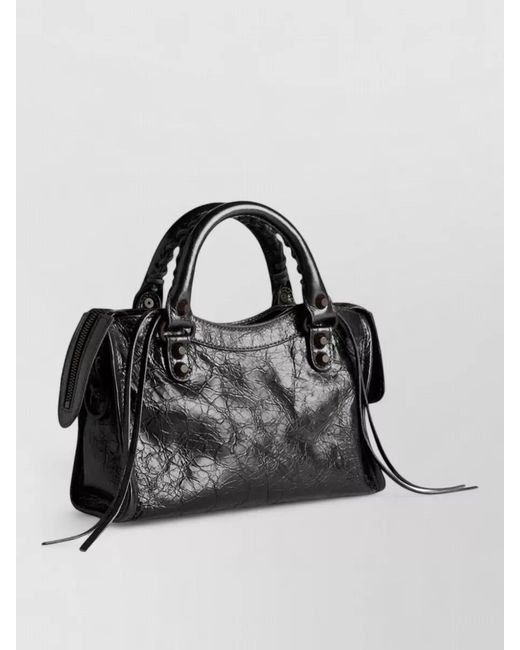 Balenciaga Black Mini Bag Nylon Detail Silk Top Handles