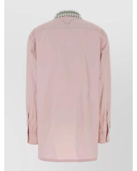Prada Pink Cotton Poplin Shirt for men