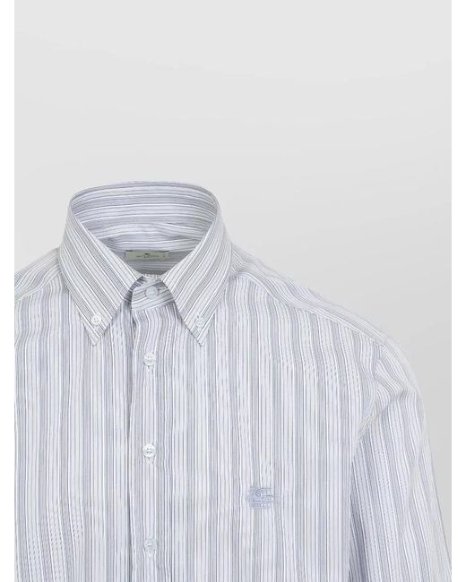 Etro White Striped Cotton Regular-Fit Shirt for men