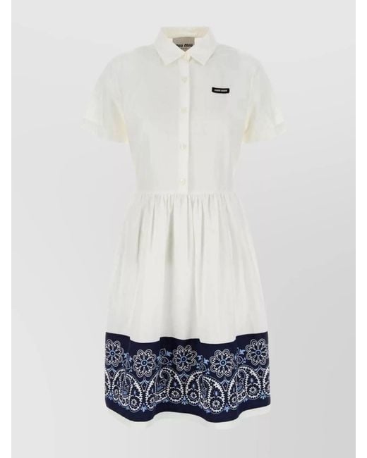 Miu Miu White Cotton Linen Shirt Dress