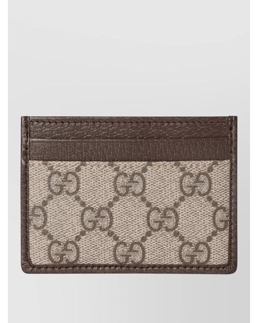 Gucci Brown Case Gg Compact Design Textured Finish
