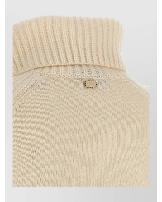 Agnona Natural Cashmere Ribbed High-Neck Zip Sweater