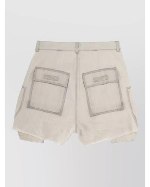 Rick Owens Natural Cotton Cargo Shorts for men