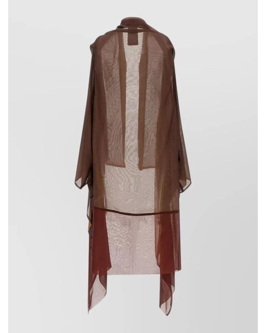Alberta Ferretti Brown Longline Chiffon Cardigan Sheer Design