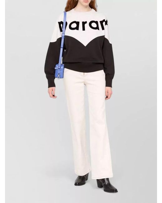 Isabel Marant Black Two-Tone Crew Neck Long Sleeve Top