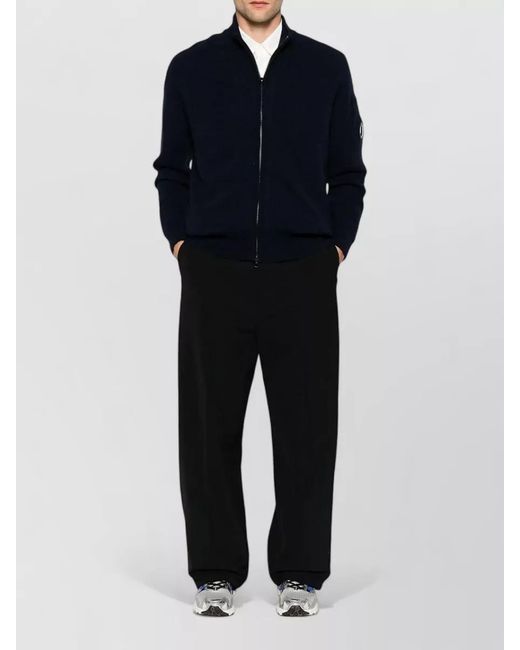 C P Company Blue Knit Cardigan High Neck Arm Patch for men