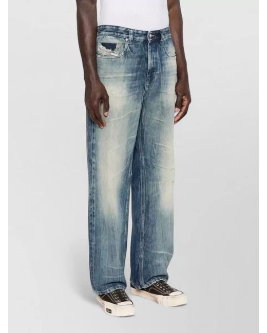 DIESEL Blue Denim Straight-Leg Jeans for men
