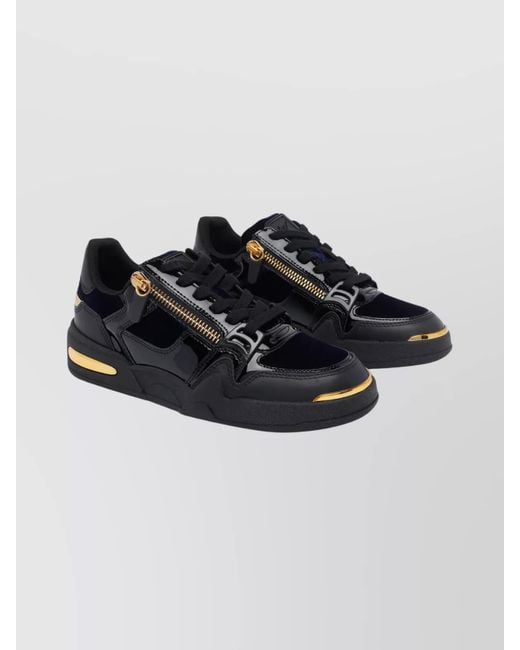Giuseppe Zanotti Black Low Top Sneakers With Round Toe And Accents for men