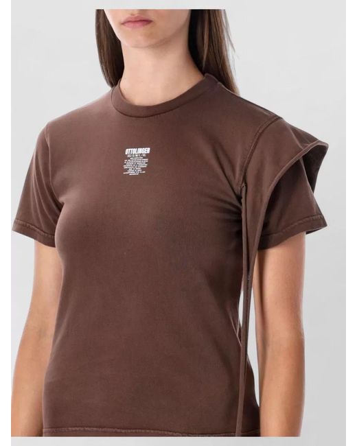 OTTOLINGER Brown Crew Neck Slim Fit Short Sleeve Top