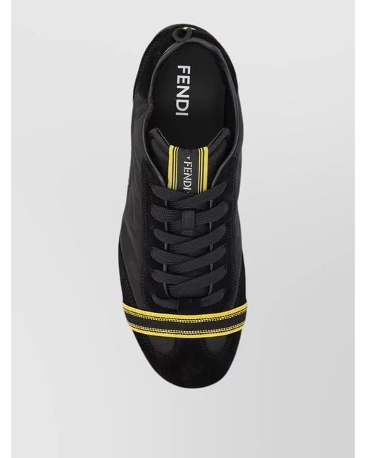 Fendi Black Wrap Lace Up Foldable Nylon Suede Sneakers for men