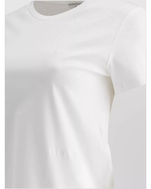 Max Mara White Crew Neck Short Sleeves Soft Fabric Tops