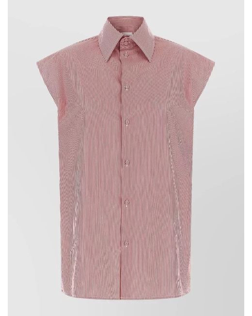 ARMARIUM Pink Malik Shirt Cap Sleeves Collared Neck Stripes