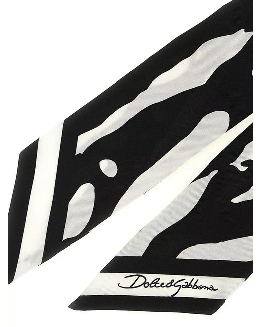 Dolce & Gabbana White Zebra Pattern Scarf Rectangular Shape Design