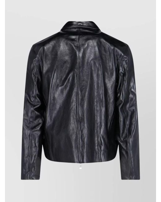 Our Legacy Black Mini Leather Zipped Jacket for men