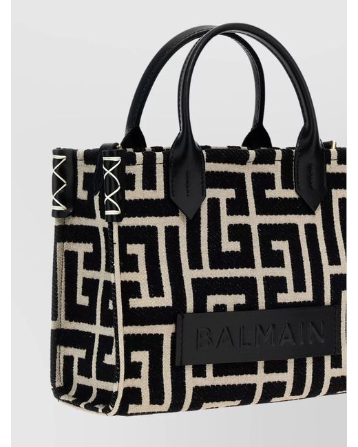 Balmain Black Jacquard Shopper Bag