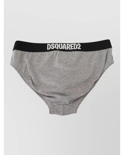DSquared² Gray Dsurf Logo Cotton Stretch Briefs for men