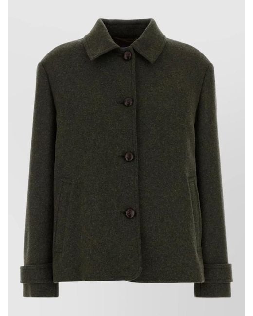 Weekend by Maxmara Green Virgin Wool Fitted Jacket