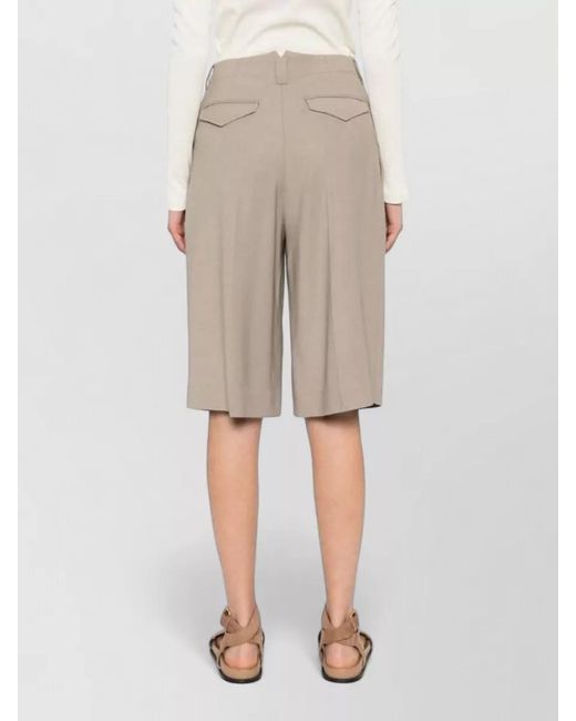 AMI Natural Tailored Shorts Belt Loops Pleats Pockets