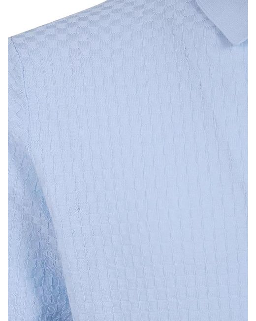 Filippo De Laurentis Blue Short Sleeve Cotton Polo Shirt for men