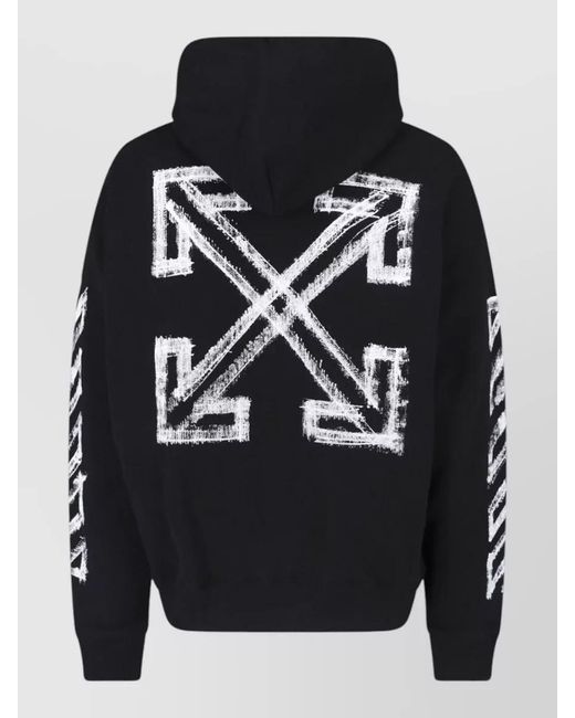 Off-White c/o Virgil Abloh Black Hooded Sweatshirt Drawstring Hood Kangaroo Pocket for men