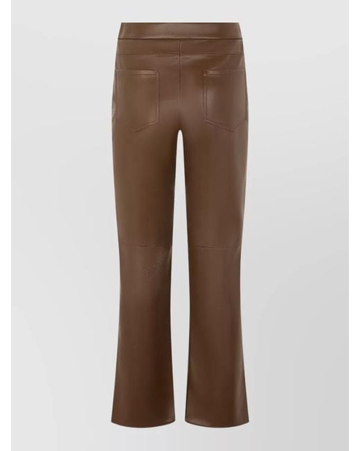 Max Mara Brown High Waisted Flared Synthetic Leather Pants