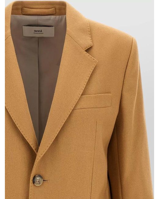 AMI Natural Single-Breasted Wool Blazer