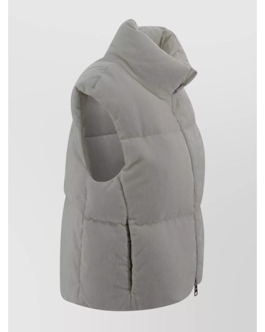Herno Gray Velvet Quilted Sleeveless Down Waistcoat