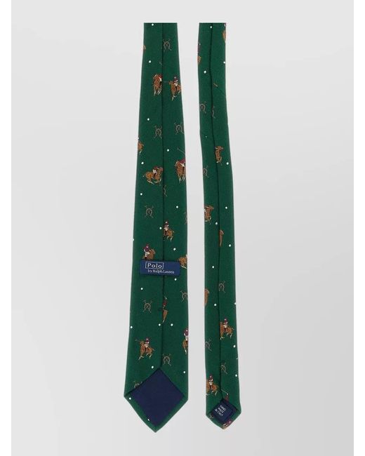 Polo Ralph Lauren Green Silk Necktie Slim Blade Narrow Shape for men