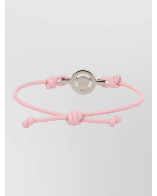 Versace Pink Logo Cord Bracelet Adjustable Strap Centerpiece