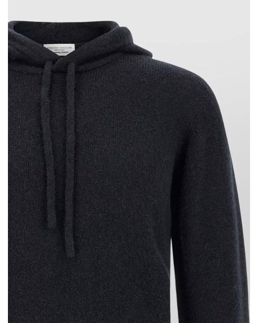 Roberto Collina Blue Hooded Wool Alpaca-Blend Sweater for men