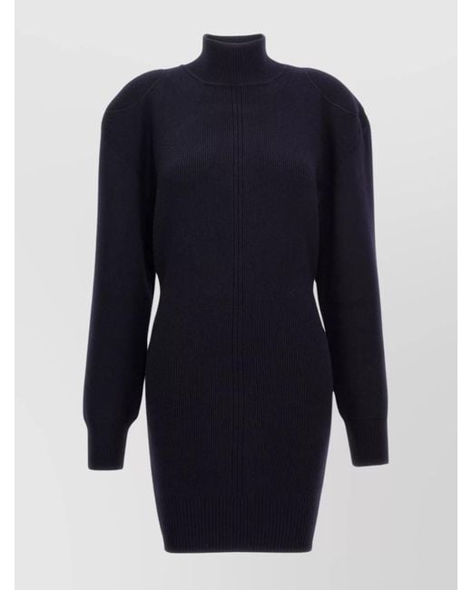Stella McCartney Blue Wool Knit Knee-Length Dress