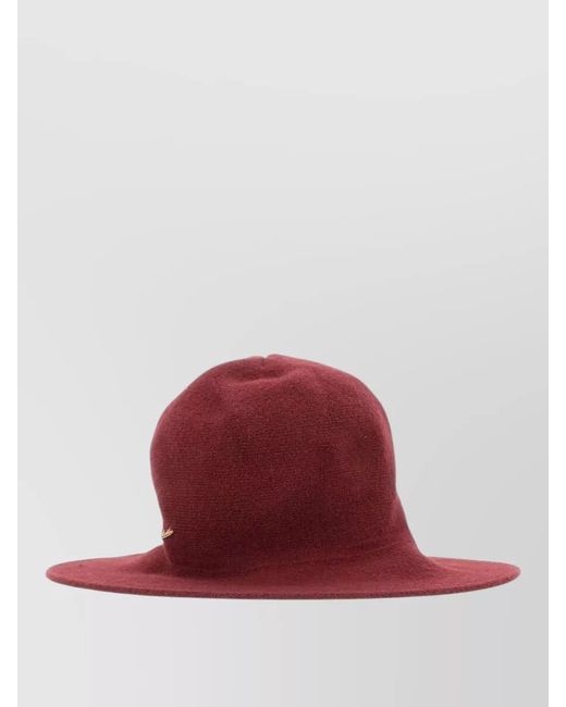Borsalino Red Round Crown Wide Brim Wool Blend Hat