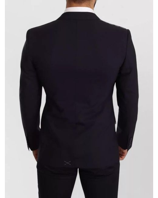 Dolce & Gabbana Blue Virgin Wool Slim-Fit Single-Breasted Blazer for men