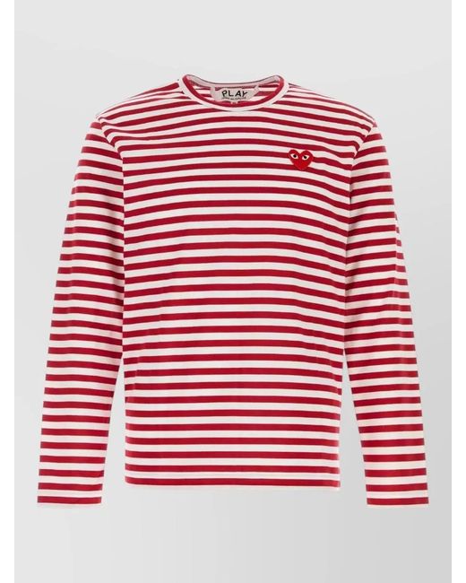 COMME DES GARÇONS PLAY Red Striped Cotton Crew Neck Long Sleeve Knit for men