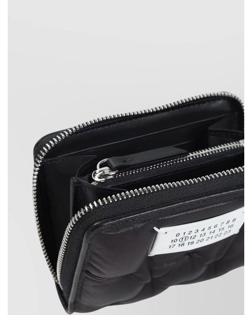 Maison Margiela Black Leather Padded Zip Around Wallet