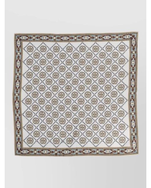 Tory Burch Gray Silk Printed Foulard
