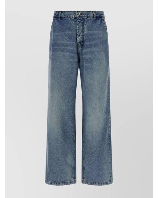 AMI Blue Denim Wide-Leg Jeans for men