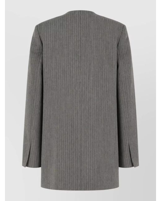 Alberta Ferretti Gray Tailored Pinstripe Double Breasted Jacket Vest