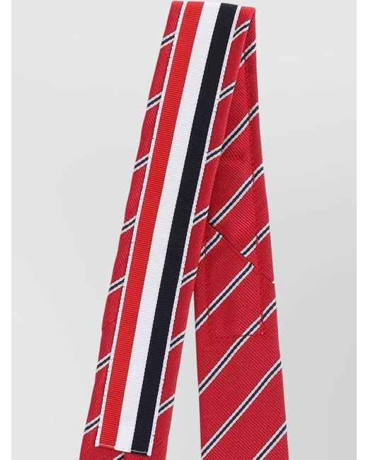 Thom Browne Red Striped Necktie Soft Texture Standard Width Adjustable for men