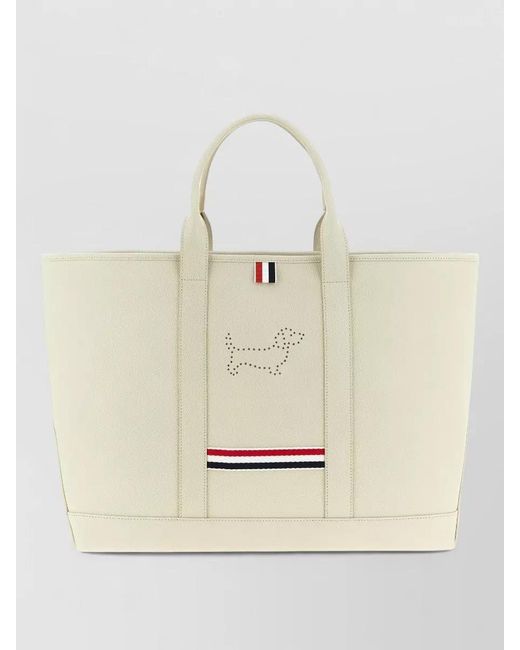 Thom Browne Natural Leather Perforated Tote Bag