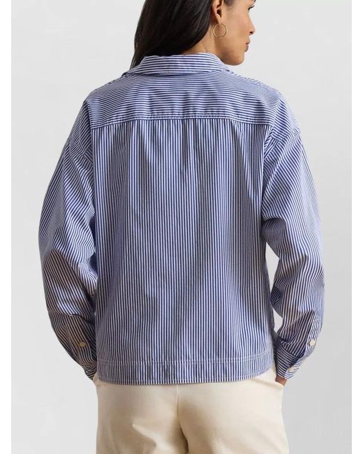 Ralph Lauren Blue Striped Collared Shirt Relaxed Fit
