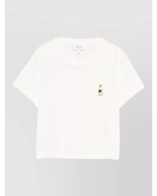 Maison Kitsuné White Organic Cotton Embroidered Short-Sleeve T-Shirt