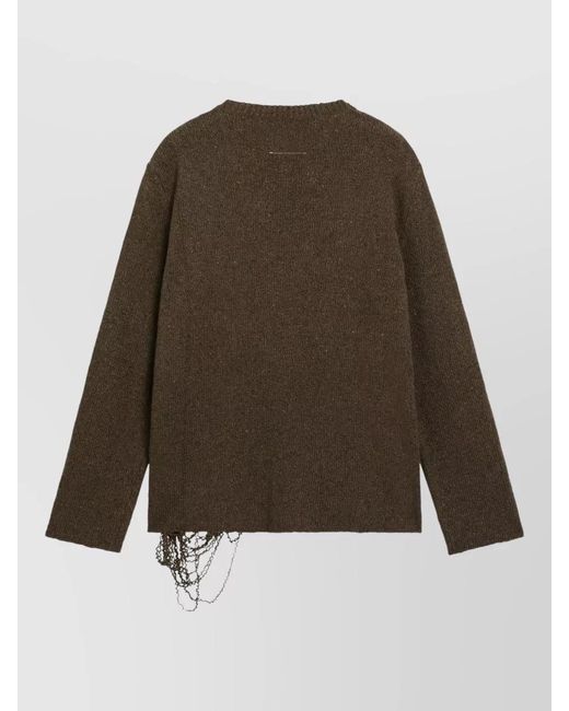MM6 by Maison Margiela Green Chain Detail Crew Neck Knit Sweater for men