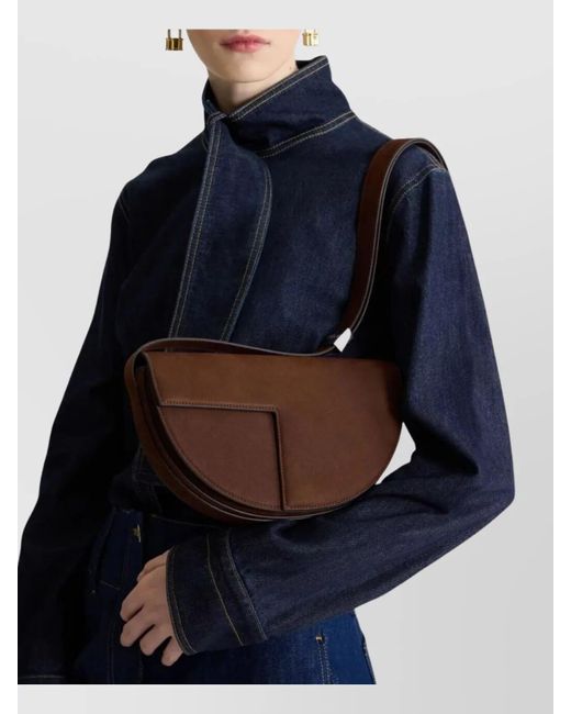 Patou Brown Calf Leather Shoulder Bag