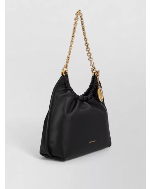 Michael Kors Black Chain Strap Shoulder Bag Ruched Design