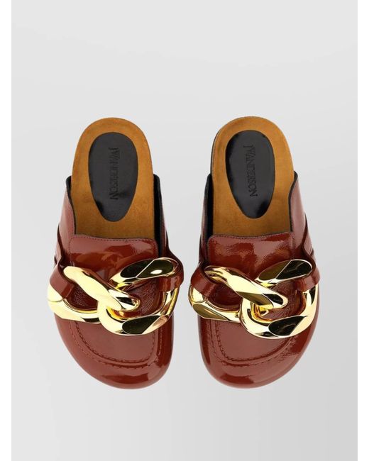 J.W. Anderson Brown Chain Detail Flat Sole Mules