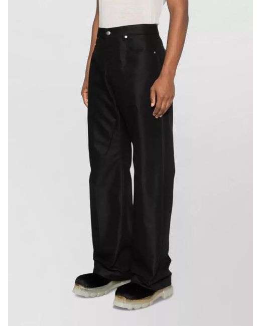 Rick Owens Black Cotton Wide-Leg Low-Rise Jeans for men