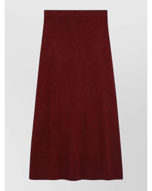 Max Mara Red High Waist Skirt Ribbed Hem Detail
