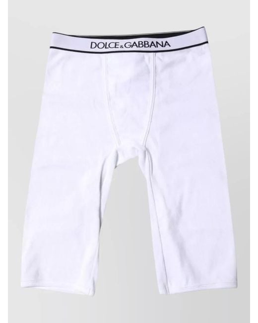 Dolce & Gabbana White Logo Cotton Cropped Tights Boxer Briefs